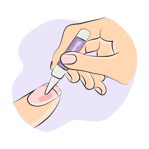 infographic demonstrating prepping step in applying press ons