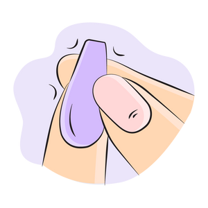 infographic demonstrating pressing step in applying press ons
