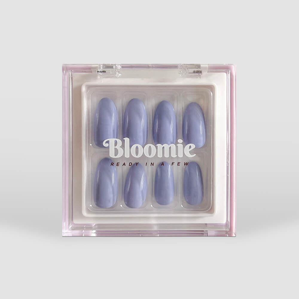 blueberry milk nails medium length almond shape