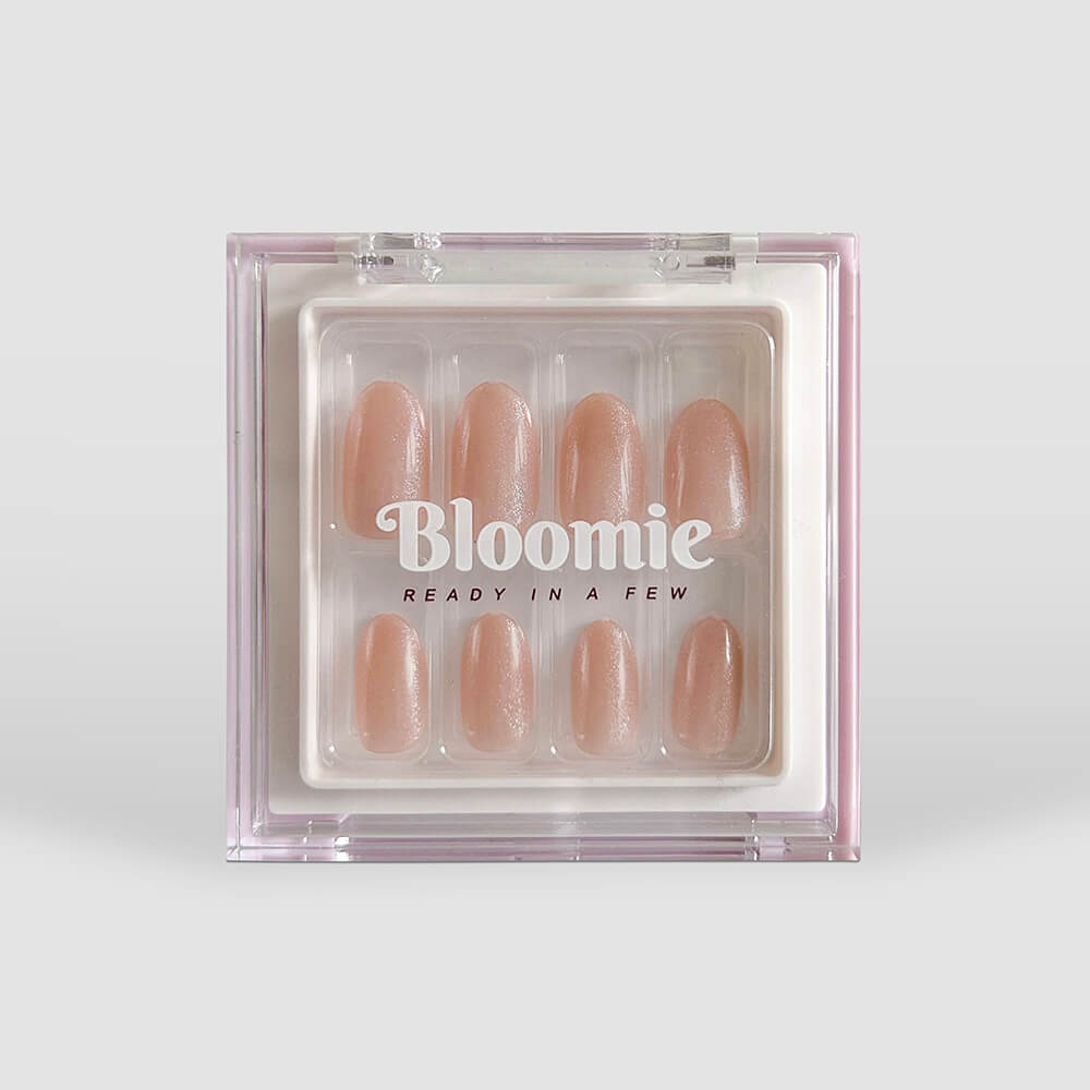 champagne nails press ons short length round shape