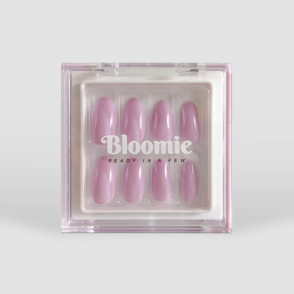 lilac press on nails medium length almond shape