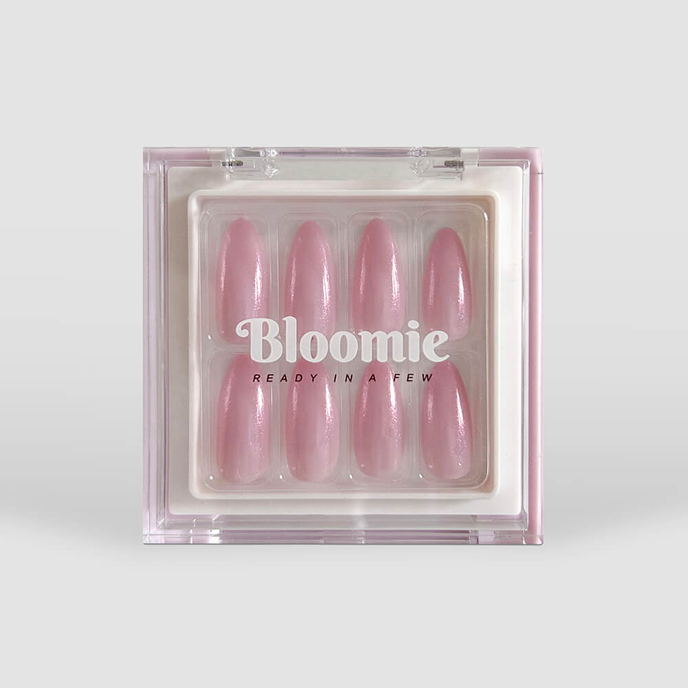 pink glazed donut nails medium length almond shape